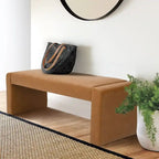 Modern Faux Leather 47 Waterfall Bench