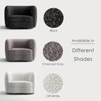 Furniture of America Ophelia Modern Curved Arms Boucle Accent Chair with Kidney Style Seat and Round Wooden Legs