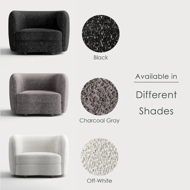 Furniture of America Ophelia Modern Curved Arms Boucle Accent Chair with Kidney Style Seat and Round Wooden Legs