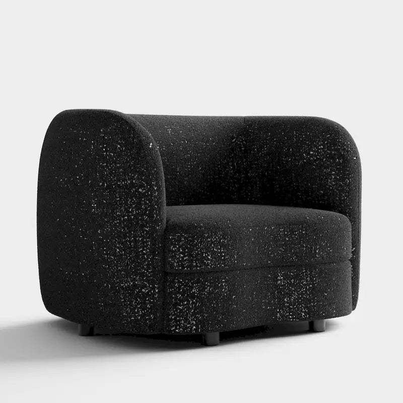 Furniture of America Ophelia Modern Curved Arms Boucle Accent Chair with Kidney Style Seat and Round Wooden Legs