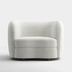 Furniture of America Ophelia Modern Curved Arms Boucle Accent Chair with Kidney Style Seat and Round Wooden Legs