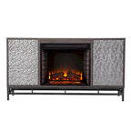SEI Furniture Hampden Contemporary Gray Wood Electric Fireplace