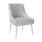 Carson Carrington Tasback Pleated Light Grey Velvet Side Chair