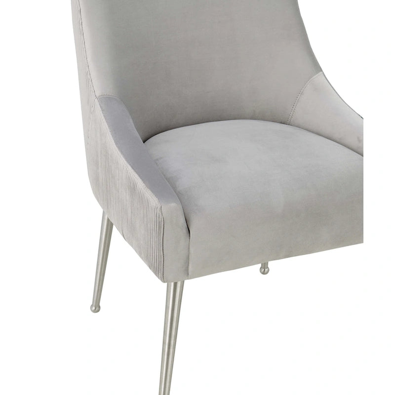 Carson Carrington Tasback Pleated Light Grey Velvet Side Chair