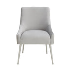 Carson Carrington Tasback Pleated Light Grey Velvet Side Chair