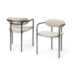 Parker Beige Fabric Seat With Gun Metal Gray Metal Frame Dining Chair - 21.5L x 21.1W x 28.7H