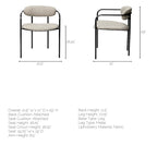 Parker Beige Fabric Seat With Gun Metal Gray Metal Frame Dining Chair - 21.5L x 21.1W x 28.7H