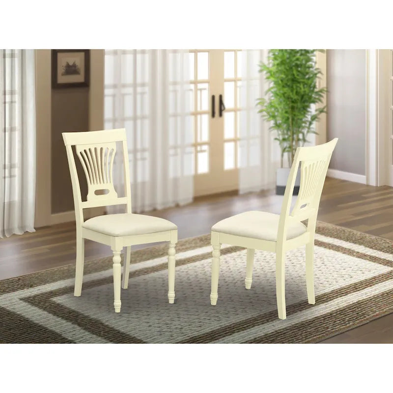 East West Furniture Plainville Kitchen Dining Chairs - Solid Wood Chairs, Set of 2, Buttermilk & Cherry (Chair Seat Option)