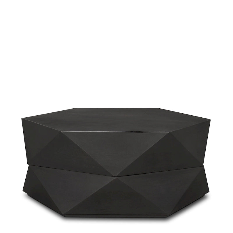 Arreto Black Solid Wood Hexagonal Coffee Table With Storage