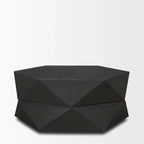 Arreto Black Solid Wood Hexagonal Coffee Table With Storage