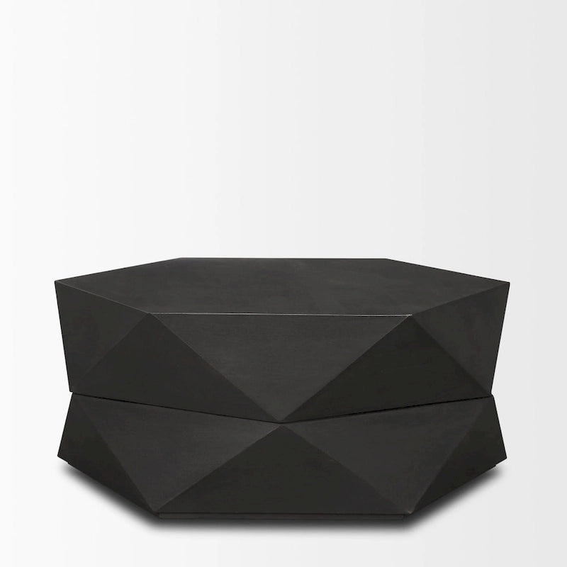 Arreto Black Solid Wood Hexagonal Coffee Table With Storage