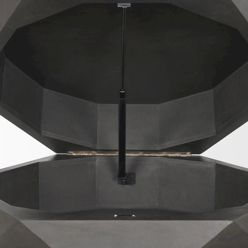 Arreto Black Solid Wood Hexagonal Coffee Table With Storage