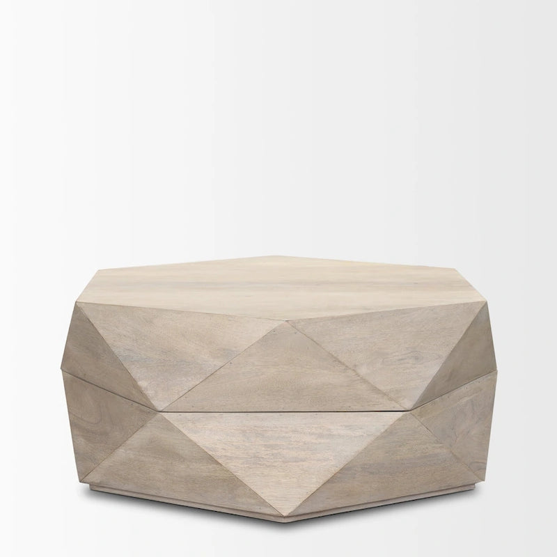 Arreto Black Solid Wood Hexagonal Coffee Table With Storage