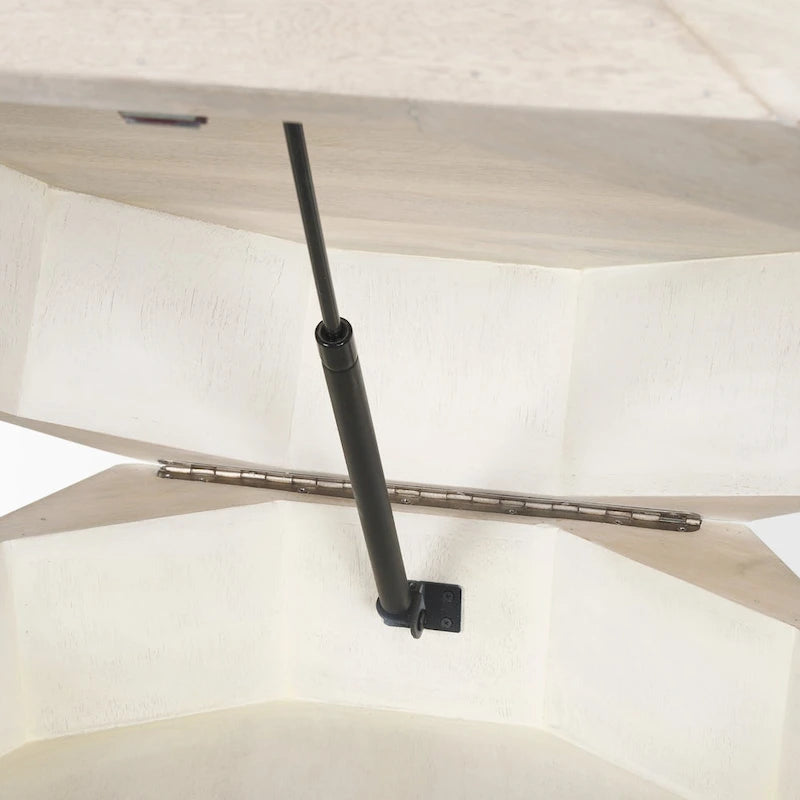 Arreto Black Solid Wood Hexagonal Coffee Table With Storage