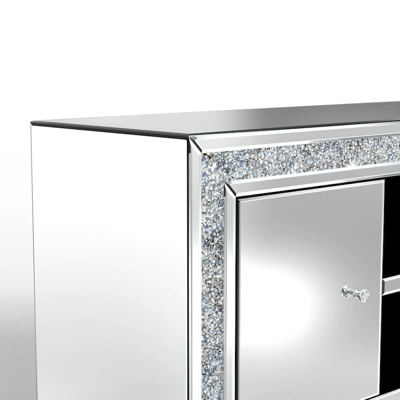 59 Media Console Mirrored Diamond Tv Stand