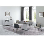 Somette Kimmy Two-Tone Gray Faux Leather Side Chair with Gold Accents, Set of 2 - Dining height