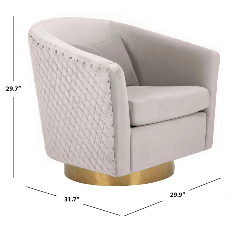 SAFAVIEH Couture Ikram Quilted Swivel Tub Chair - 30Wx32Dx30H