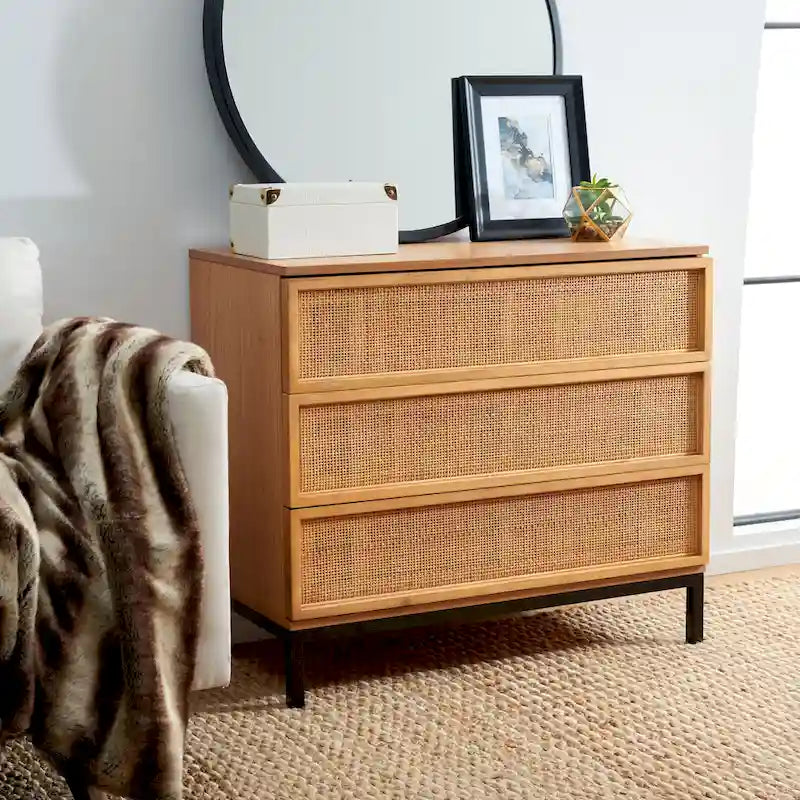 SAFAVIEH Tiney 3-Drawer Rattan Chest