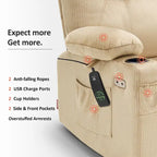 MCombo Large Power Lift Recliner Chair with Massage, Cup Holders, Extended Footrest, Fabric 7516