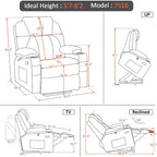 MCombo Large Power Lift Recliner Chair with Massage, Cup Holders, Extended Footrest, Fabric 7516