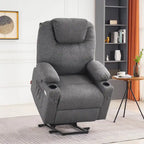 MCombo Large Power Lift Recliner Chair with Massage, Cup Holders, Extended Footrest, Fabric 7516
