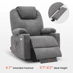 MCombo Large Power Lift Recliner Chair with Massage, Cup Holders, Extended Footrest, Fabric 7516