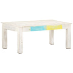 vidaXL Coffee Table White 43.3x23.6x17.7 Solid Mango Wood