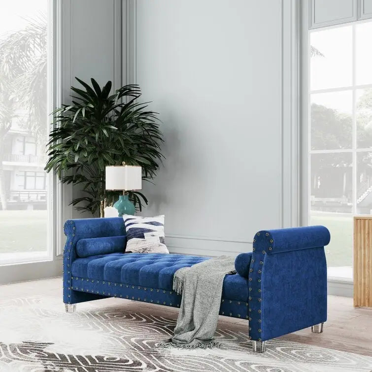 Haven Chesterfield Velvet Upholstered Bench 72 - 71.0 In. W X 28.0 In. H X 29.0 In. D