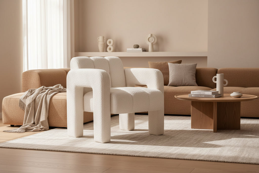 31.10 Wide Boucle Upholstered Accent Chair