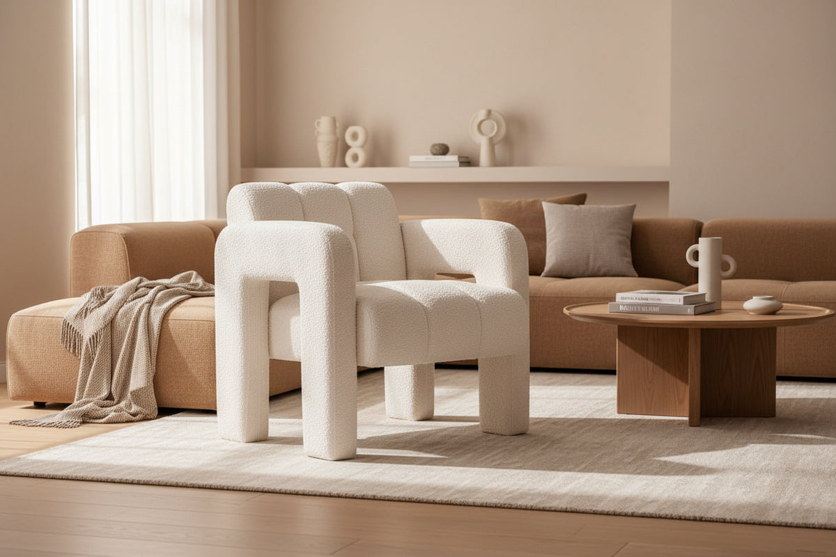 31.10 Wide Boucle Upholstered Accent Chair