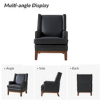 Lourdes Genuine Leather Armchair with Solid Wood Frame and Removable Seat Cushion,Set of 2 by HULALA HOME