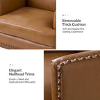 Lourdes Genuine Leather Armchair with Solid Wood Frame and Removable Seat Cushion,Set of 2 by HULALA HOME