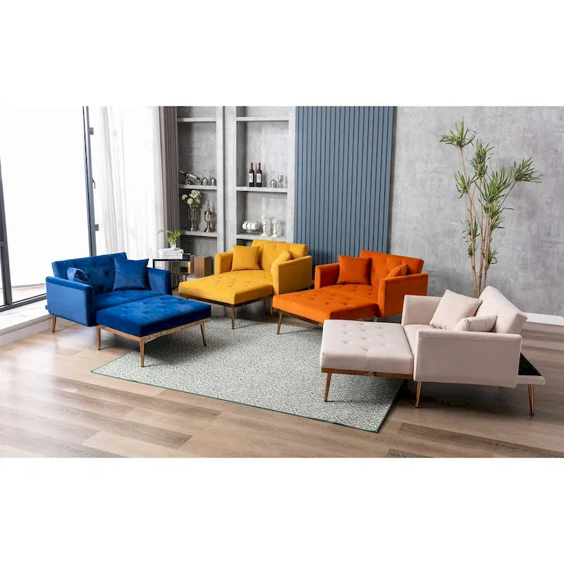 Chaise lounge chair/accent chair,Curved edges, padded with thick foam and upholstered with high-quality fabric