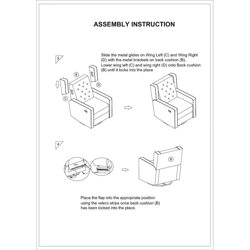 Contemporary Polyfiber Swivel Recliner Chair 1pc Manual Motion Wing Back Tufted Cushion Living Room Furniture Glider Chair