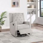 Contemporary Polyfiber Swivel Recliner Chair 1pc Manual Motion Wing Back Tufted Cushion Living Room Furniture Glider Chair