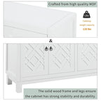 Large Storage Space Sideboard, 4 Door Buffet Cabinet with Pull Ring Handles for Living Room, Dining Room (Navy)