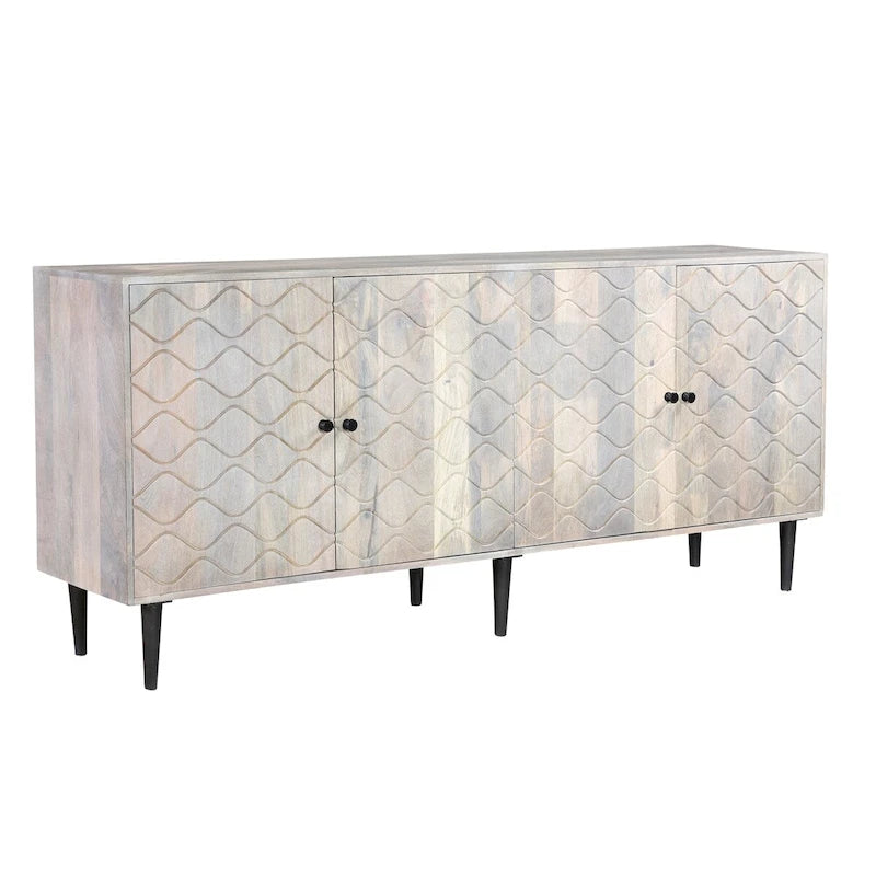 Caden Wave Pattern Wood 4-Door Sideboard