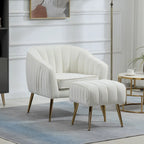 Modern Velvet Accent Chair with Ottoman for Living Room/Bedroom/Nail Salon