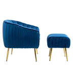 Modern Velvet Accent Chair with Ottoman for Living Room/Bedroom/Nail Salon