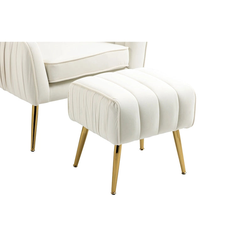 Modern Velvet Accent Chair with Ottoman for Living Room/Bedroom/Nail Salon