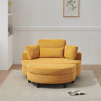 Corduroy Sofa Chair with Ottoman, 2 Throw Pillows and 1 Waist Pillow