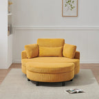 Corduroy Sofa Chair with Ottoman, 2 Throw Pillows and 1 Waist Pillow