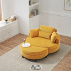 Corduroy Sofa Chair with Ottoman, 2 Throw Pillows and 1 Waist Pillow