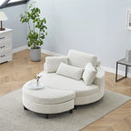 Corduroy Sofa Chair with Ottoman, 2 Throw Pillows and 1 Waist Pillow