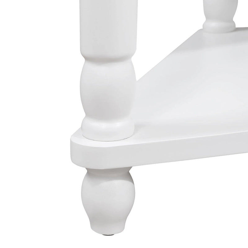 33.8Small Triangle Corner Table,Wood Corner Side Table for Small Spaces,3 Tier End Corner Table with Solid Wood Legs