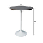 LeisureMod Verve 27 Round Dining Table with MDF Wood TableTop and White Steel Base for Kitchen & Dining Room