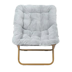 Folding Synthetic Fur Oversized Saucer Chair with Steel Frame - N/A