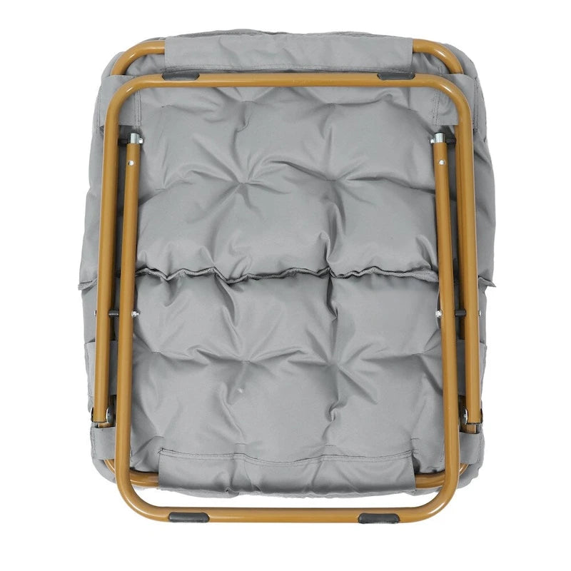 Folding Synthetic Fur Oversized Saucer Chair with Steel Frame - N/A