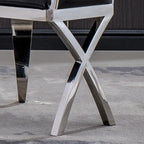 Velvet Unique Design Backrest Dining Chair with Stainless Steel Legs Set of 2