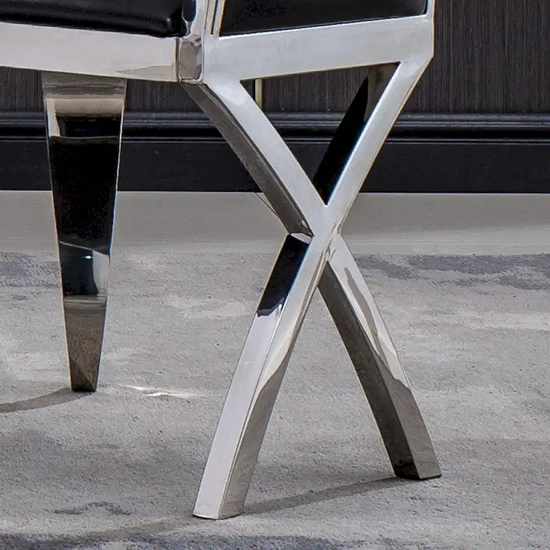 Velvet Unique Design Backrest Dining Chair with Stainless Steel Legs Set of 2